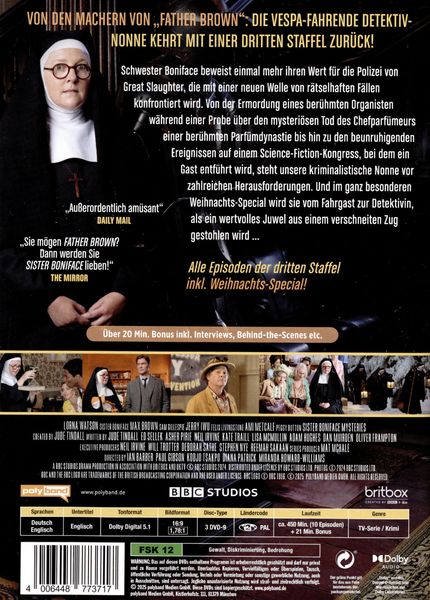 Produktbild: Sister Boniface Mysteries - Die komplette dritte Staffel - Alle Episoden inkl. Weihnachts-Special [3 DVDs]