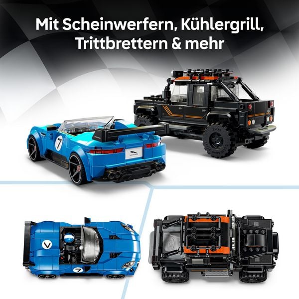 Produktbild: LEGO Speed Champions 77264 Jaguar Project 7 & Land Rover Defender, Spielzeugautos f&uuml;r Kinder
