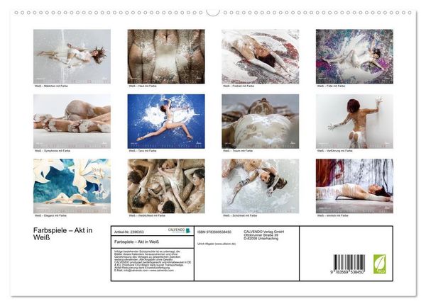 Produktbild: Farbspiele &ndash; Akt in Wei&szlig; (hochwertiger Premium Wandkalender 2027 DIN A2 quer), Kunstdruck in Hochglanz