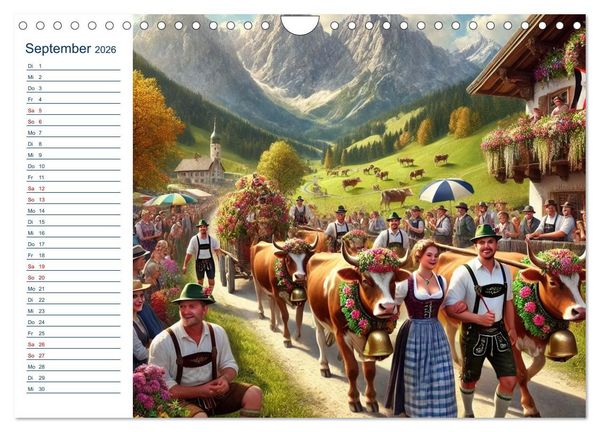 Produktbild: Boarisch durchs Jahr - Feste Br&auml;uche und Lebenslust (Wandkalender 2026 DIN A4 quer), CALVENDO Monatskalender