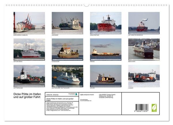 Produktbild: Dicke P&ouml;tte im Hafen und auf gro&szlig;er Fahrt (hochwertiger Premium Wandkalender 2026 DIN A2 quer), Kunstdruck in Hochglanz