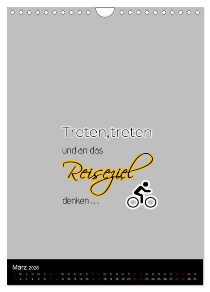 Produktbild: Markante, freche Spr&uuml;che rund ums Radfahren (Wandkalender 2026 DIN A4 hoch), CALVENDO Monatskalender