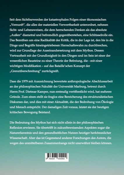 Produktbild: Die Bedeutung des Mythos f&uuml;r eine neue Wissenschaft vom Menschen