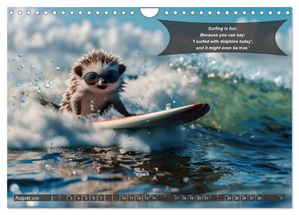 Produktbild: A year of fun with surfing animals (Wall Calendar 2026 DIN A4 landscape), CALVENDO 12 Month Wall Calendar