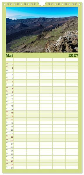 Produktbild: Familienplaner 2027 - Hawaii - Oahu - Maui mit 5 Spalten (Wandkalender, 21 x 45 cm) CALVENDO