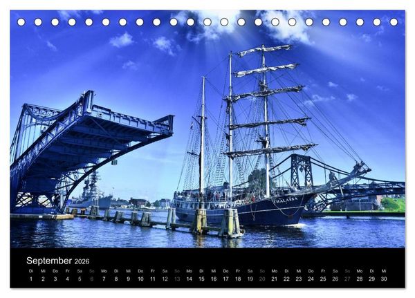 Produktbild: Kaiser-Wilhelm-Br&uuml;cke Wilhelmshaven (Tischkalender 2026 DIN A5 quer), CALVENDO Monatskalender