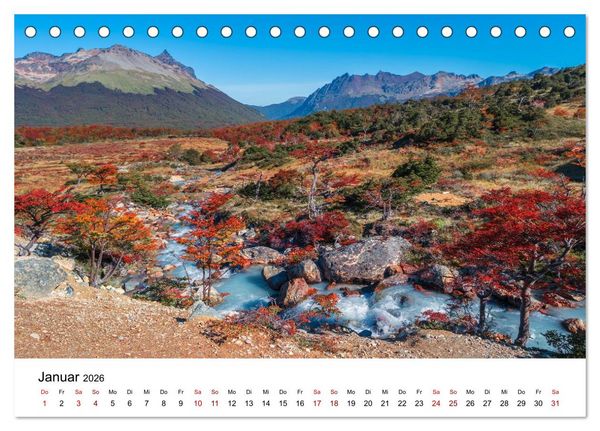Produktbild: Patagonien, Tierra del Fuego: Am Rand der Welt (Tischkalender 2026 DIN A5 quer), CALVENDO Monatskalender