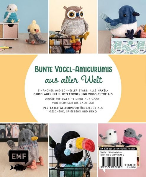 Produktbild: Alle meine Federfreunde: Kunterbunte Amigurumis h&auml;keln | Flamingo, Pfau, Papageientaucher und andere s&uuml;&szlig;e V&ouml;gel