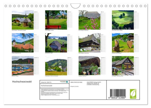 Produktbild: Hochschwarzwald (Wandkalender 2026 DIN A4 quer), CALVENDO Monatskalender
