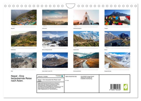 Produktbild: Nepal - Eine bezaubernde Reise nach Asien. (Wandkalender 2026 DIN A4 quer), CALVENDO Monatskalender