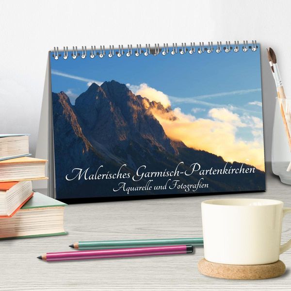 Produktbild: Malerisches Garmisch Partenkirchen - Aquarelle und Fotografien (Tischkalender 2026 DIN A5 quer), CALVENDO Monatskalender