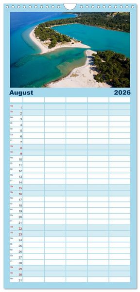 Produktbild: Familienplaner 2026 - Traumstr&auml;nde Griechenlands mit 5 Spalten (Wandkalender, 21 x 45 cm) CALVENDO