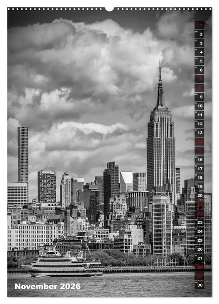 Produktbild: NEW YORK CITY Monochrome Stadtansichten (hochwertiger Premium Wandkalender 2026 DIN A2 hoch), Kunstdruck in Hochglanz