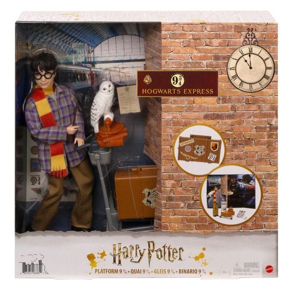 Mattel - Harry Potter Gleis 9 3/4 Spielset mit Harry Potter Puppe und Hedwig Figur