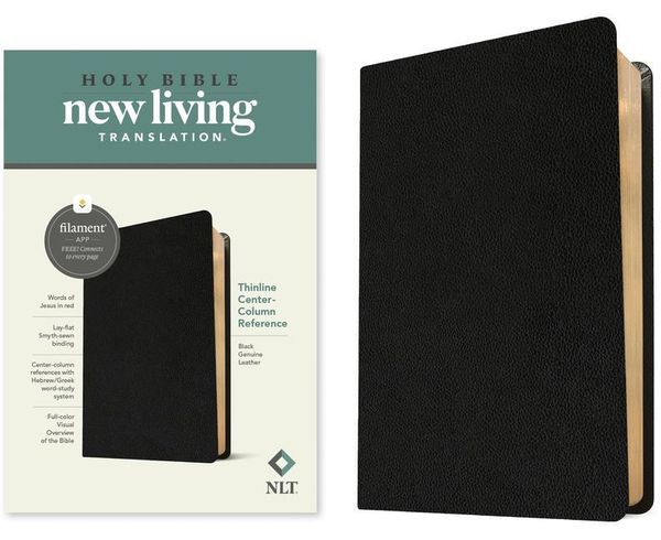 Produktbild: NLT Thinline Center-Column Reference Bible, Filament Enabled (Genuine Leather, Black, Red Letter)