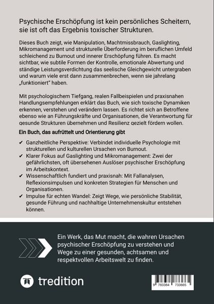 Produktbild: Psychische Ersch&ouml;pfung, Burnout und toxische Dynamiken im beruflichen Umfeld