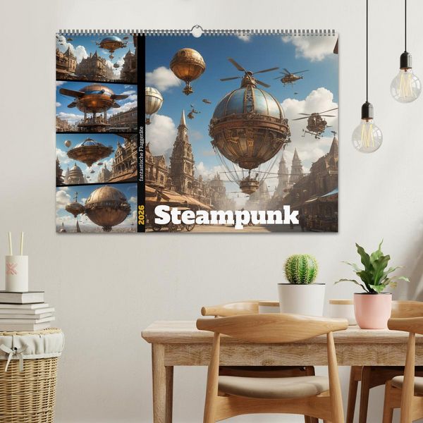 Produktbild: Steampunk - fantastische Flugger&auml;te (Wandkalender 2026 DIN A2 quer), CALVENDO Monatskalender