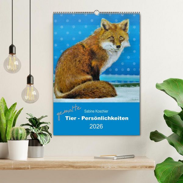 Produktbild: gemalte Tier-Pers&ouml;nlichkeiten (Wandkalender 2026 DIN A2 hoch), CALVENDO Monatskalender