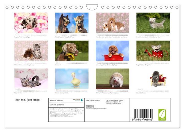 Produktbild: lach mit...just smile (Wandkalender 2026 DIN A4 quer), CALVENDO Monatskalender