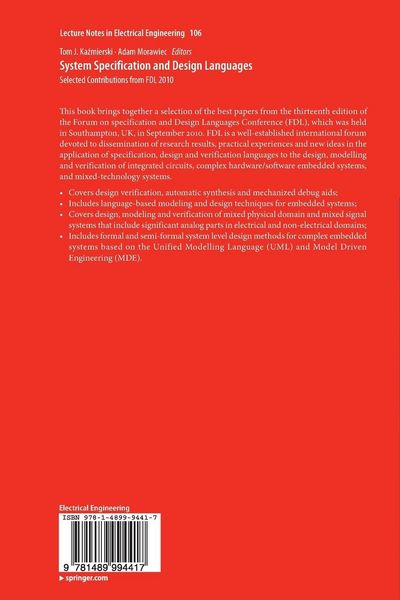 Produktbild: System Specification and Design Languages