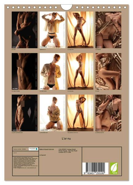 Produktbild: L'or nu (Calendrier mural 2026 DIN A4 horizontal), CALVENDO calendrier mensuel
