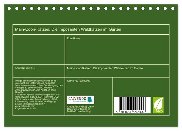 Produktbild: Main-Coon-Katzen. Die imposanten Waldkatzen im Garten (Tischkalender 2026 DIN A5 quer), CALVENDO Monatskalender