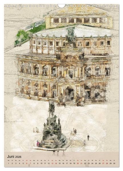 Produktbild: Dresden wie gemalt (Wandkalender 2026 DIN A3 hoch), CALVENDO Monatskalender