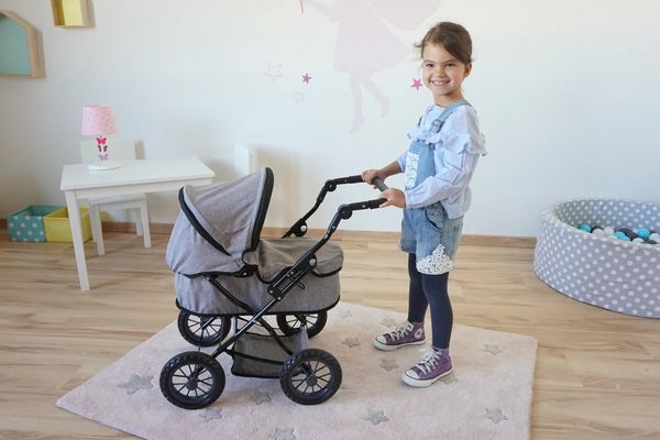 Produktbild: Knorrtoys 63487 - Puppenwagen First Stone Black, klappbar, Schieberh&ouml;he: 40-66cm