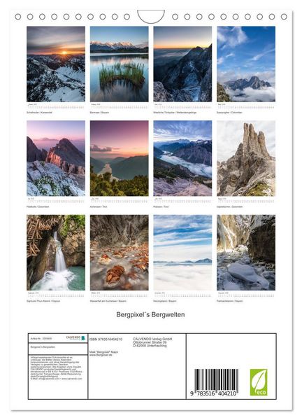 Produktbild: Bergpixel&acute;s Bergwelten (Wandkalender 2026 DIN A4 hoch), CALVENDO Monatskalender