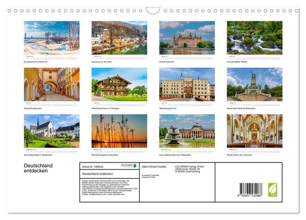 Produktbild: Deutschland entdecken (Wandkalender 2026 DIN A3 quer), CALVENDO Monatskalender