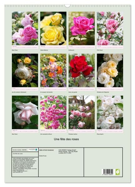 Produktbild: Une f&ecirc;te des roses (Calendrier mural 2026 DIN A2 horizontal), CALVENDO calendrier mensuel