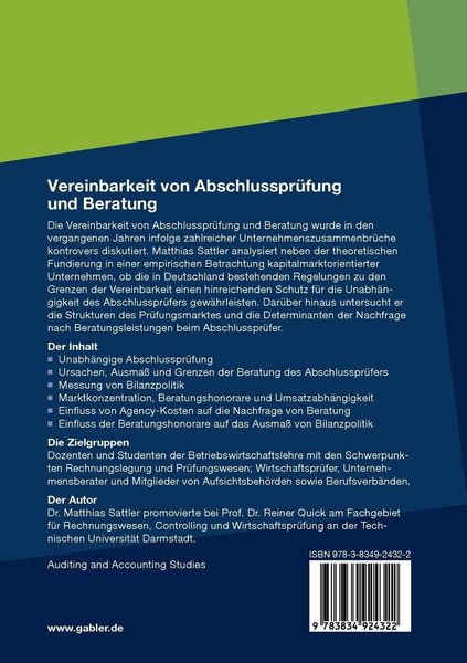 Produktbild: Vereinbarkeit von Abschlusspr&uuml;fung und Beratung