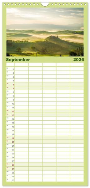 Produktbild: Familienplaner 2026 - Traumziel Toskana mit 5 Spalten (Wandkalender, 21 x 45 cm) CALVENDO