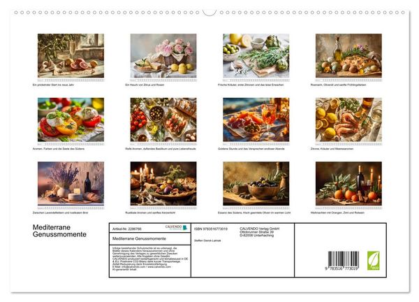 Produktbild: Mediterrane Genussmomente (hochwertiger Premium Wandkalender 2027 DIN A2 quer), Kunstdruck in Hochglanz