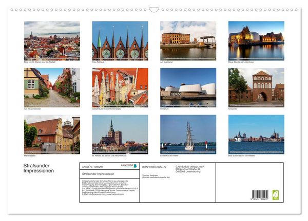 Produktbild: Stralsunder Impressionen (Wandkalender 2026 DIN A2 quer), CALVENDO Monatskalender