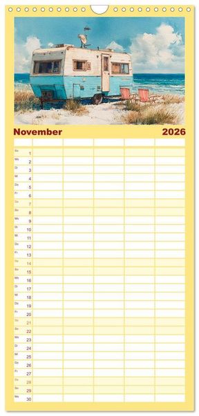 Produktbild: Familienplaner 2026 - Caravanesque mit 5 Spalten (Wandkalender, 21 x 45 cm) CALVENDO