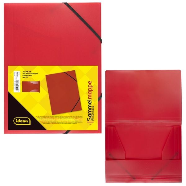 Produktbild: Idena Sammelmappe PP mit Gummizug transluzent rot DIN A4