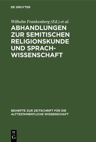 Produktbild: Abhandlungen zur semitischen Religionskunde und Sprachwissenschaft