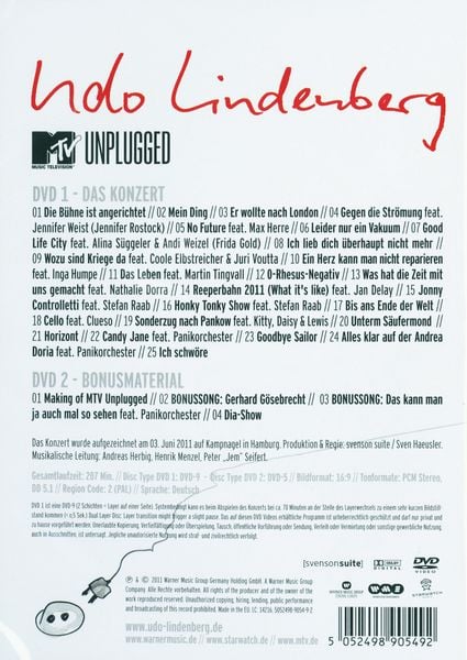 Produktbild: Udo Lindenberg - MTV Unplugged / Live aus dem Hotel Atlantic [2 DVDs]