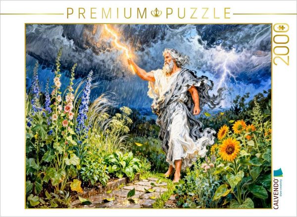 CALVENDO Puzzle Zeus - Griechischer Gott des Sommergewitters im Garten | 2000 Teile Lege-Größe 90x67cm Foto-Puzzle für glückliche Stunden