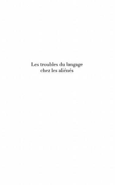 Produktbild: Troubles du langage chez les alienes Les