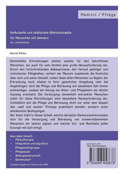 Produktbild: Ambulante und station&auml;re Wohnkonzepte f&uuml;r Menschen mit Demenz