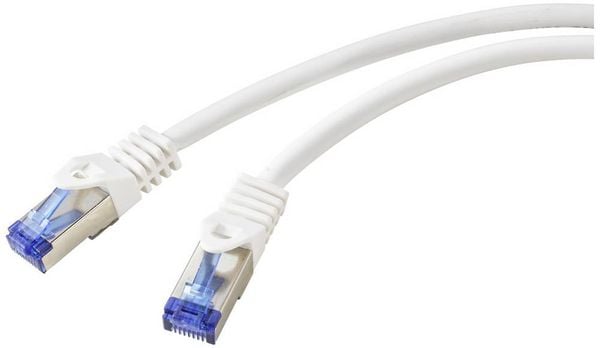 Produktbild: Renkforce RF-6830456 RJ45 Patchkabel CAT 6a S/FTP 5.00m Wei&szlig; 1St.