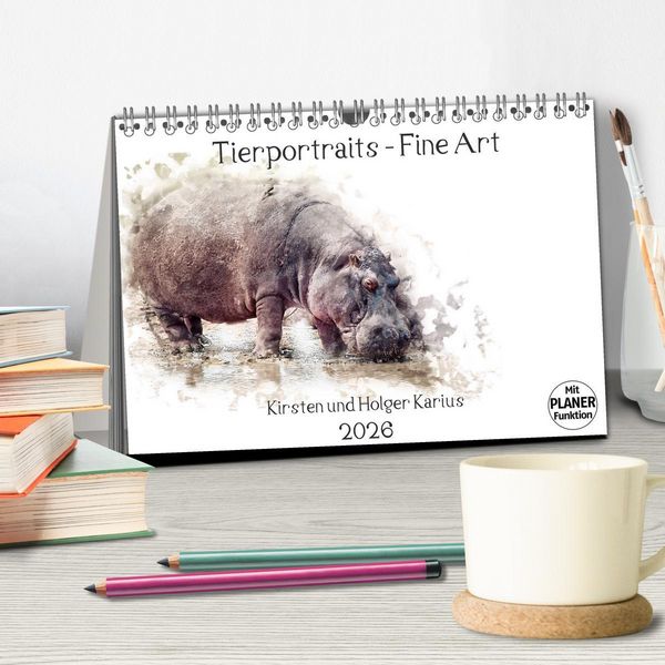 Produktbild: Tierportraits - Fine Art (Tischkalender 2026 DIN A5 quer), CALVENDO Monatskalender