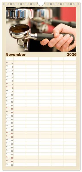 Produktbild: Familienplaner 2026 - Brot & Kaffee Impressionen 2026 mit 5 Spalten (Wandkalender, 21 x 45 cm) CALVENDO