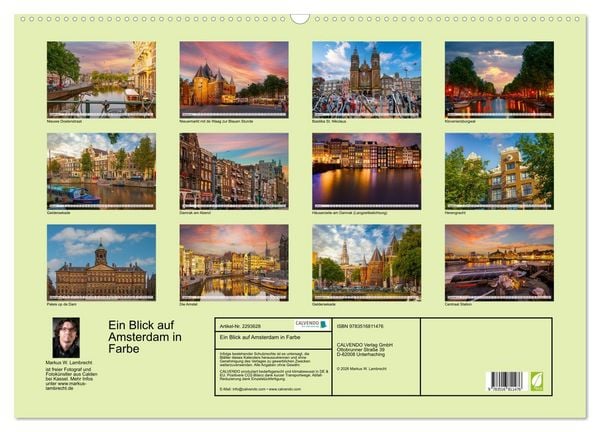 Produktbild: Ein Blick auf Amsterdam in Farbe (Wandkalender 2027 DIN A2 quer), CALVENDO Monatskalender