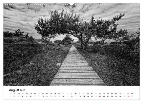 Produktbild: Ostseebad Zingst - Impressionen in Schwarz-Wei&szlig; (Wandkalender 2026 DIN A2 quer), CALVENDO Monatskalender