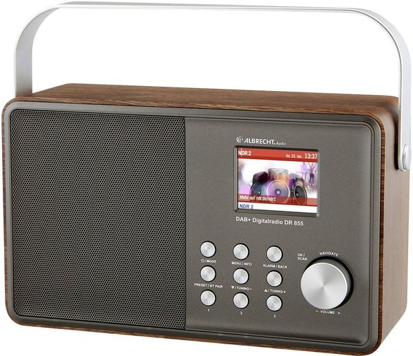 Albrecht DR 855 DAB+/UKW/Bluetooth Tischradio DAB+, UKW Silber, Holz