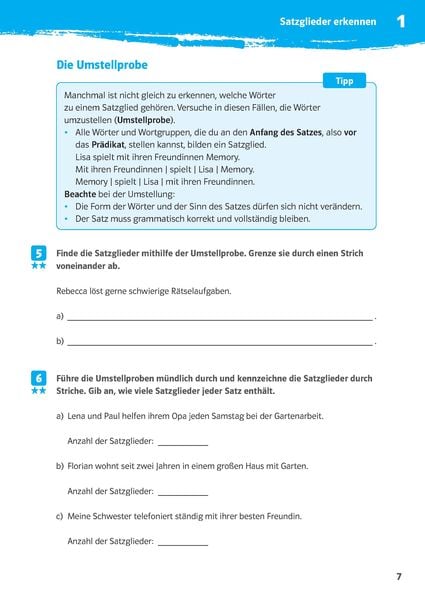 Produktbild: 10-Minuten-Training Deutsch Grammatik Satzglieder bestimmen 5.-7. Klasse