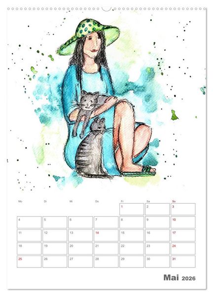 Produktbild: Meine zwei Samtpf&ouml;tchen und Ich - Bezaubernde Aquarelle einer gro&szlig;e Liebe (hochwertiger Premium Wandkalender 2026 DIN A2 hoch), Kunstdruck in Hochglanz
